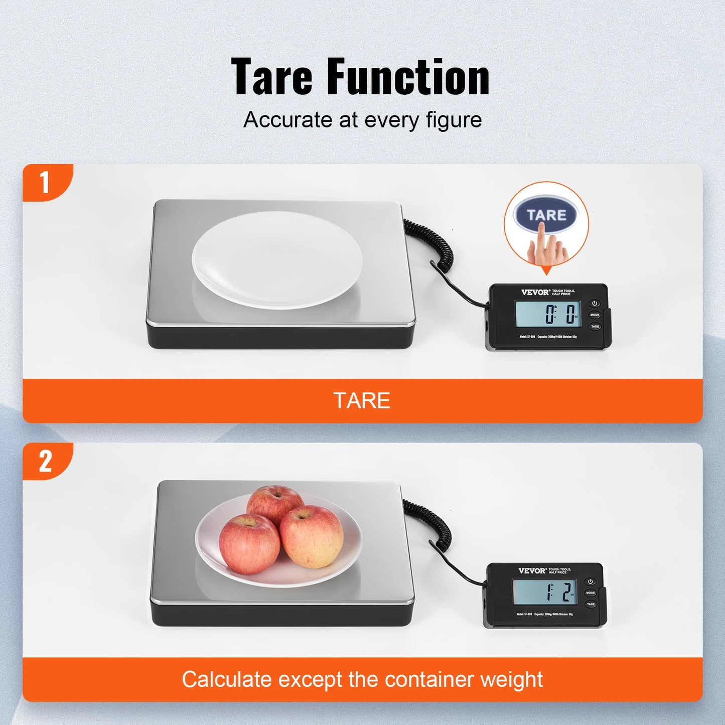 SucceBuy 440lbs Digital Shipping Scale with Timer Tare Function HD LCD Screen Portable Package Postal Scale for Home Post Office