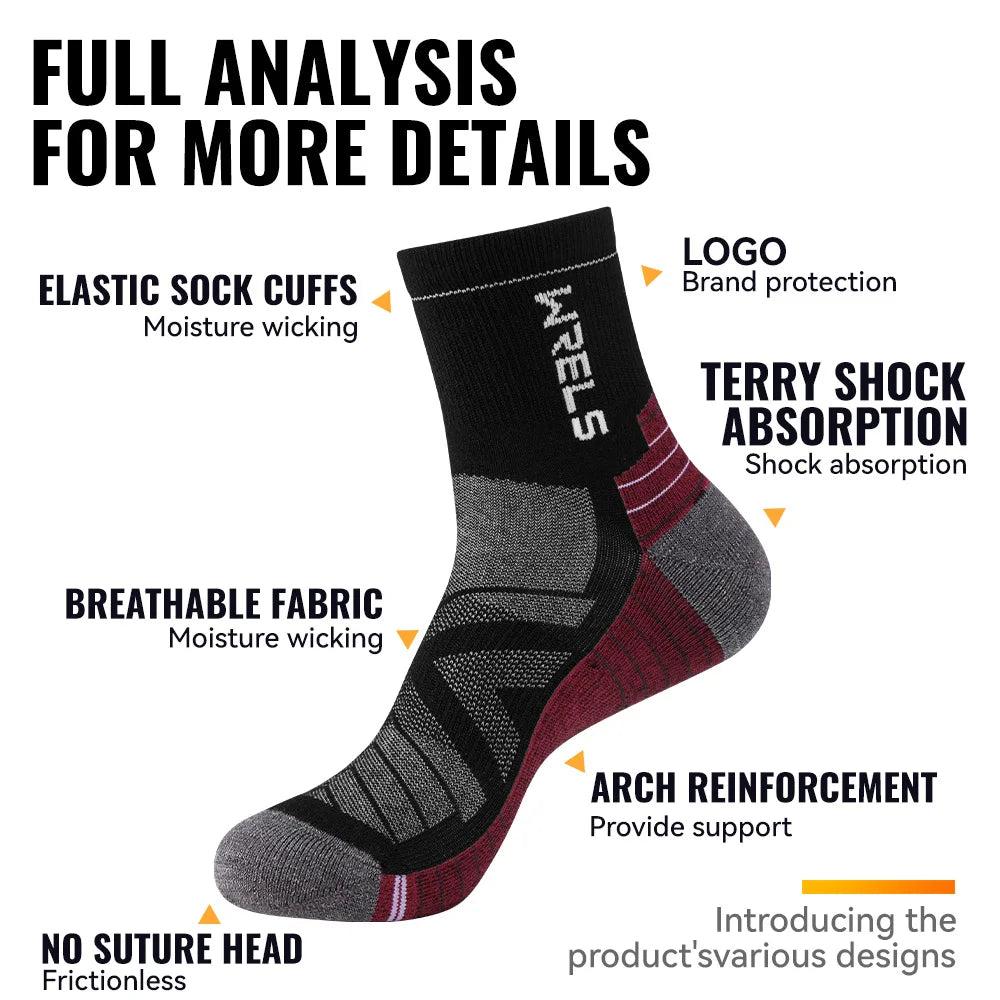 WRELS Merino Wool Unisex Hiking Socks for Warm Comfort