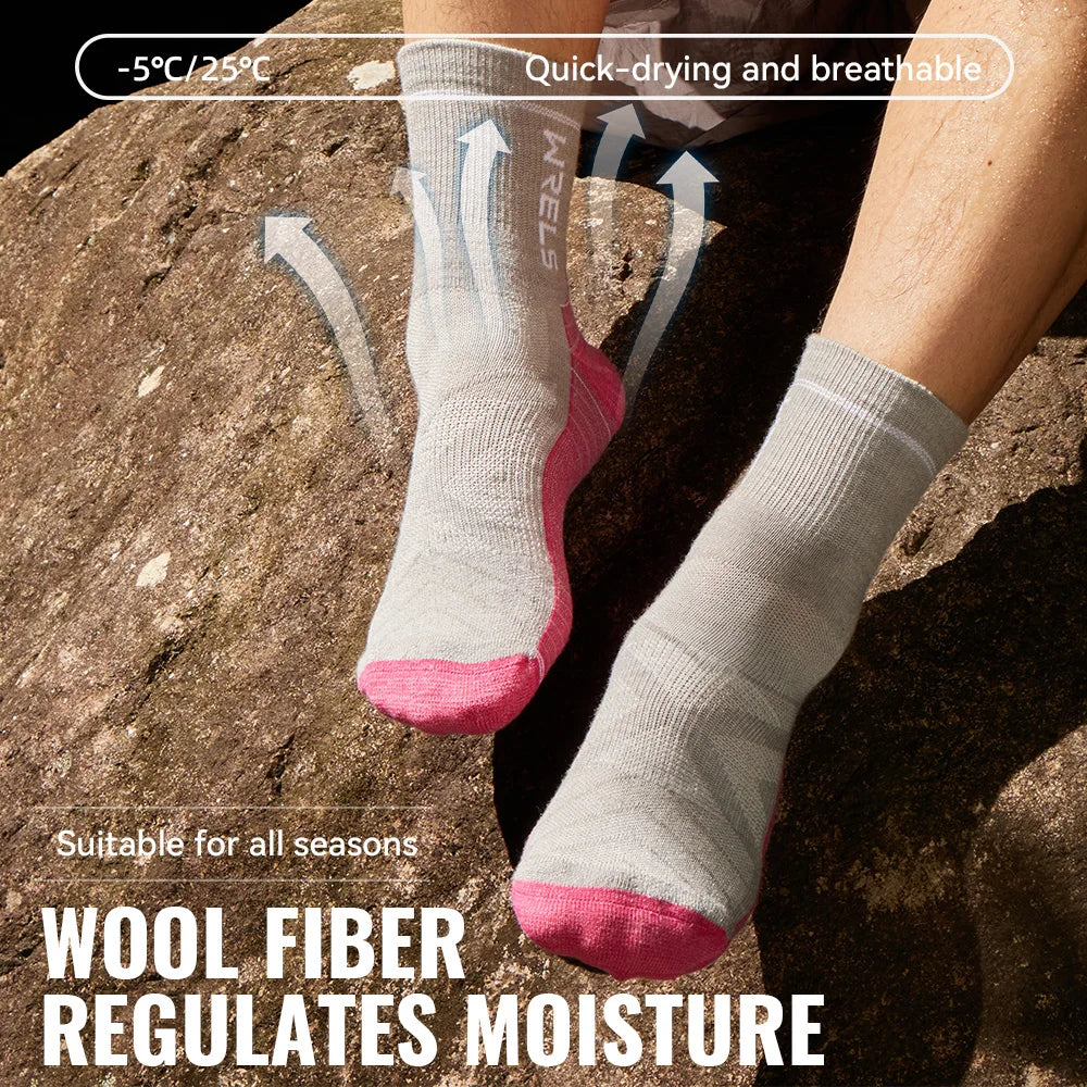 WRELS Merino Wool Unisex Hiking Socks for Warm Comfort
