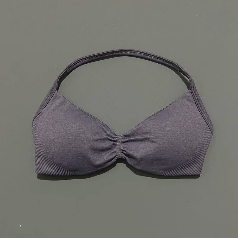 Histello Strappy Gym Top Bra for Women High Support