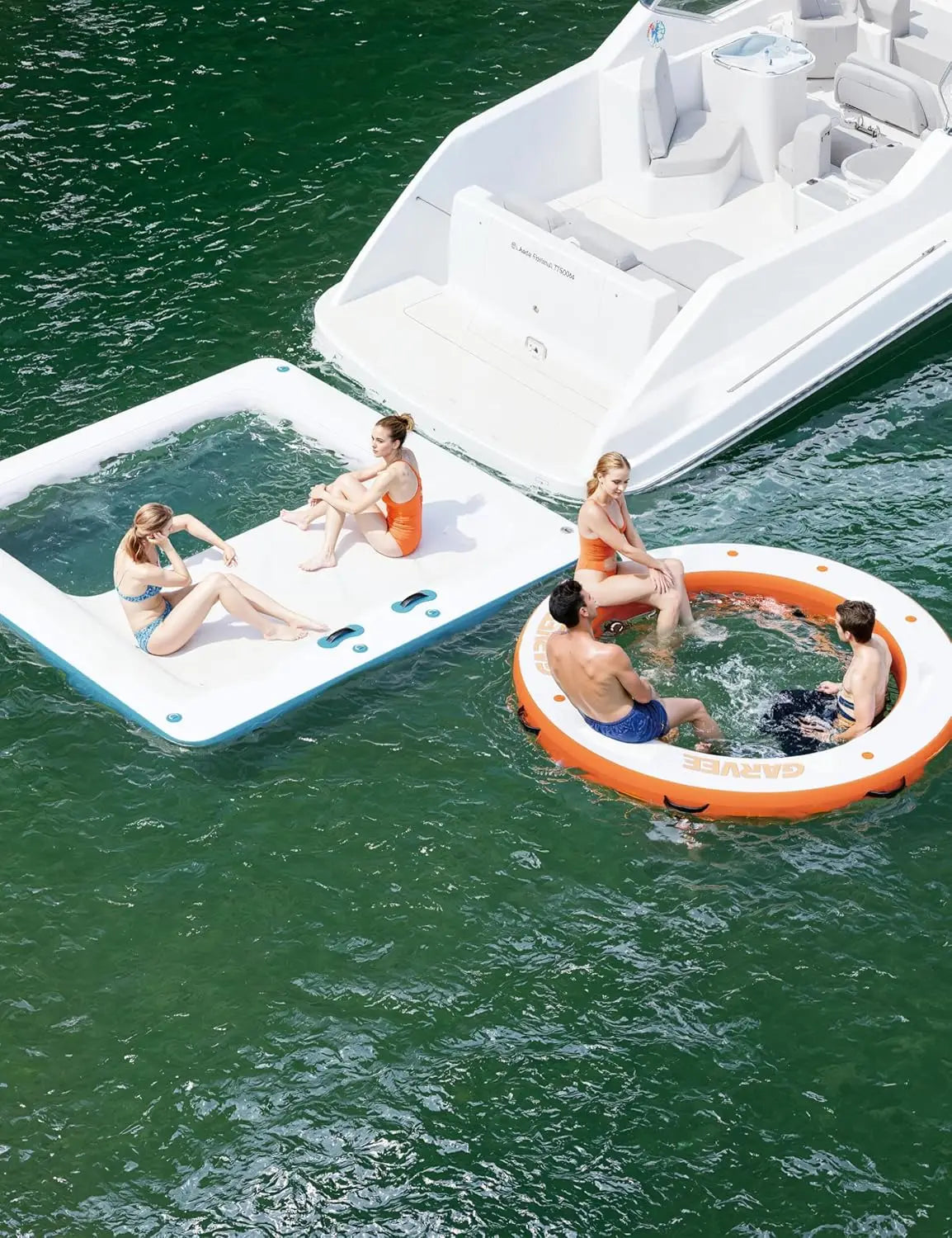 HiMISS Square Inflatable Floating Dock With Water Hammock