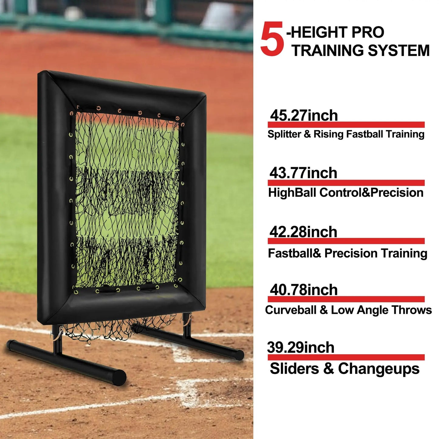 HiMISS Adjustable Pitching Net With Strike Zone Rebound Trainer Baseball