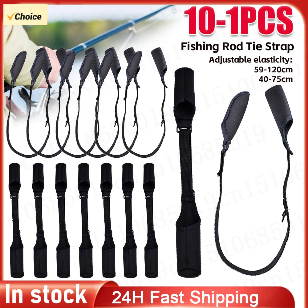 1-10PCS Fishing Rod Socks Srtap Fishing Pole Sleeves Belt Rod Protector Adjustable Rod Cover Protector for Fishing Rod Tube Case