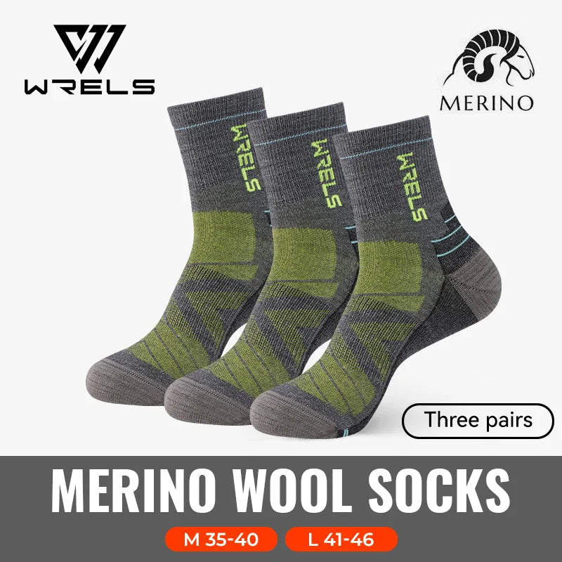 WRELS Merino Wool Unisex Hiking Socks for Warm Comfort