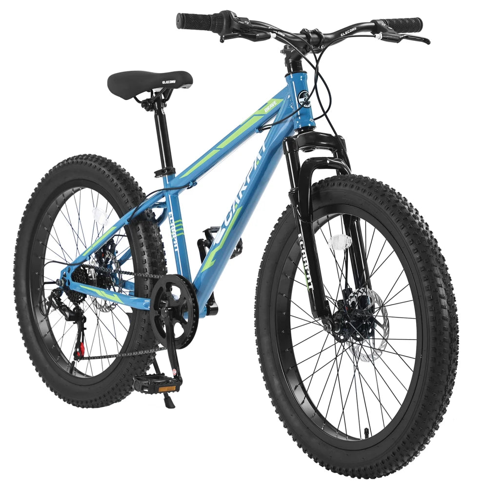 Elecony Fat Tire Mountain Bike Steel Frame Shimano 7-Speed
