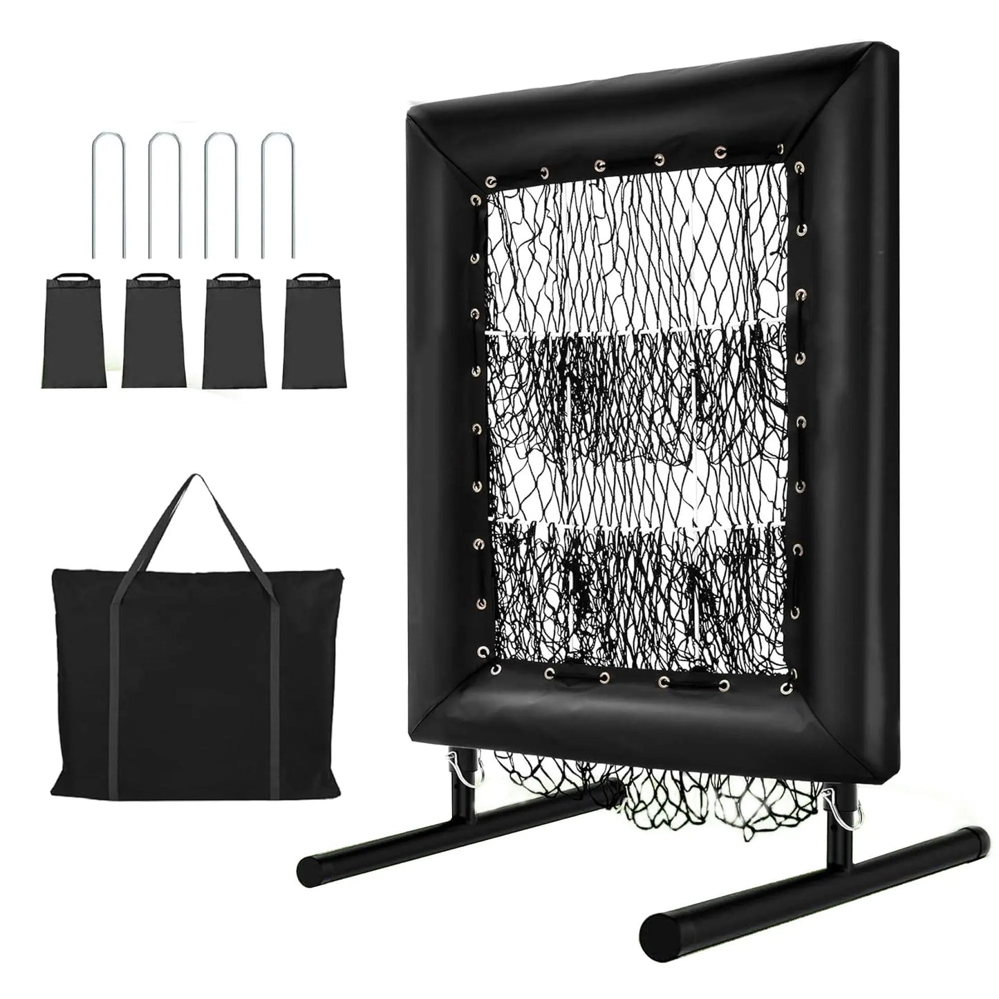 HiMISS Adjustable Pitching Net With Strike Zone Rebound Trainer Baseball
