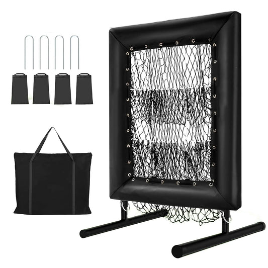 HiMISS Adjustable Pitching Net With Strike Zone Rebound Trainer Baseball