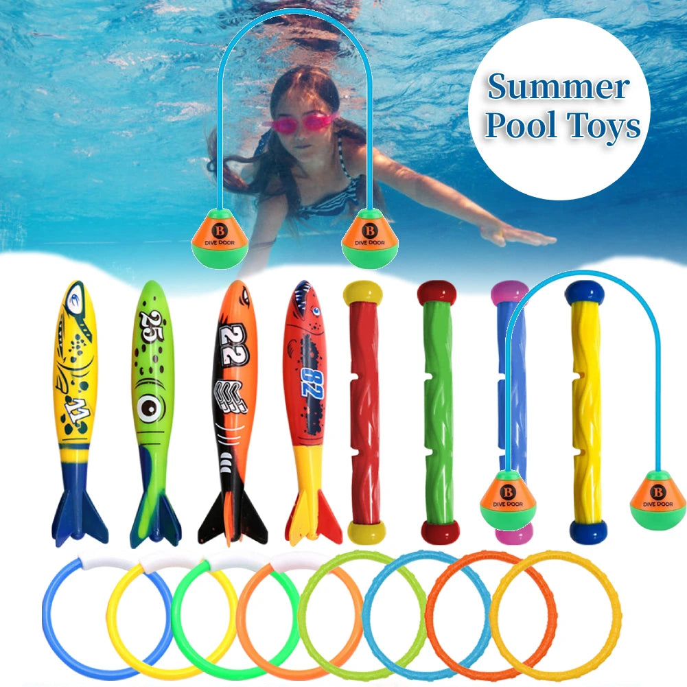 TOOPRE 4Pcs Shark Rocket Pool Toys For Summer Diving Games