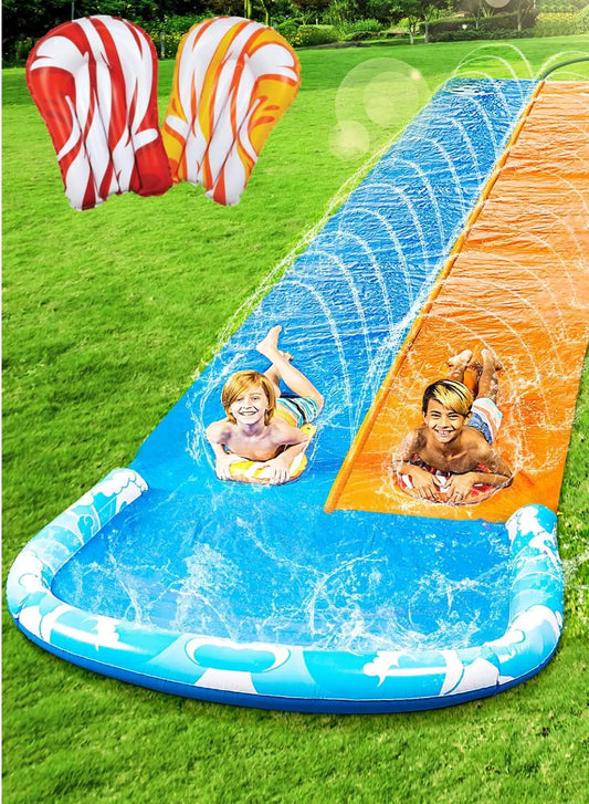 Joyfy Water Slide With Sprinkler And Bodyboards For Outdoor Fun