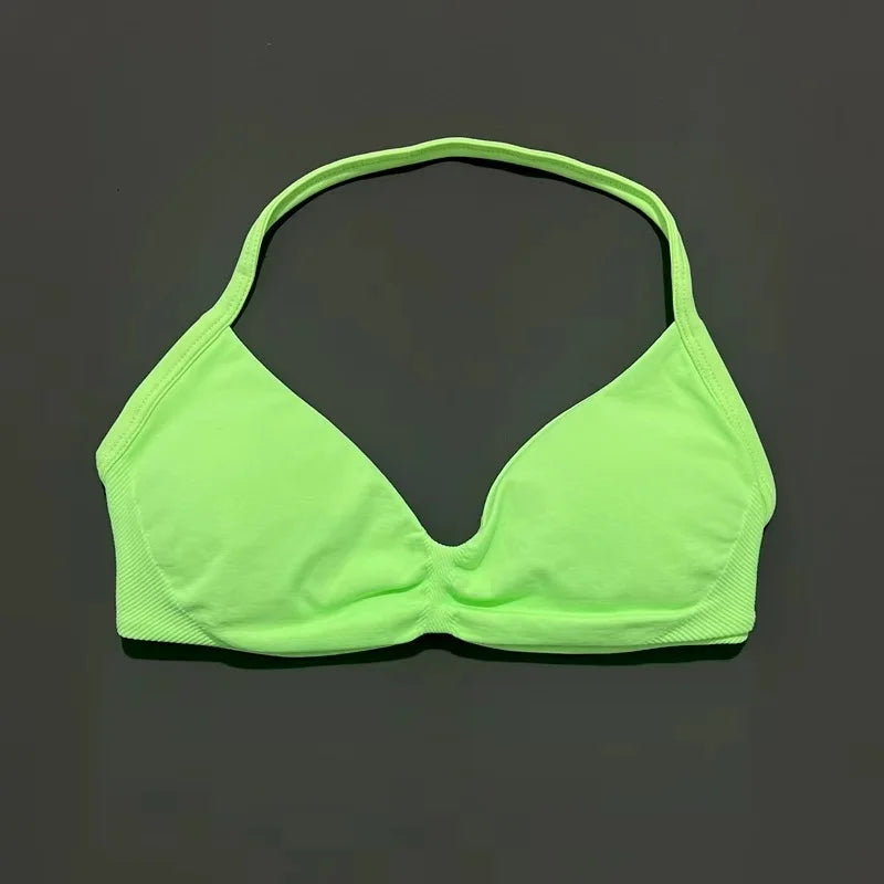 Histello Strappy Gym Top Bra for Women High Support
