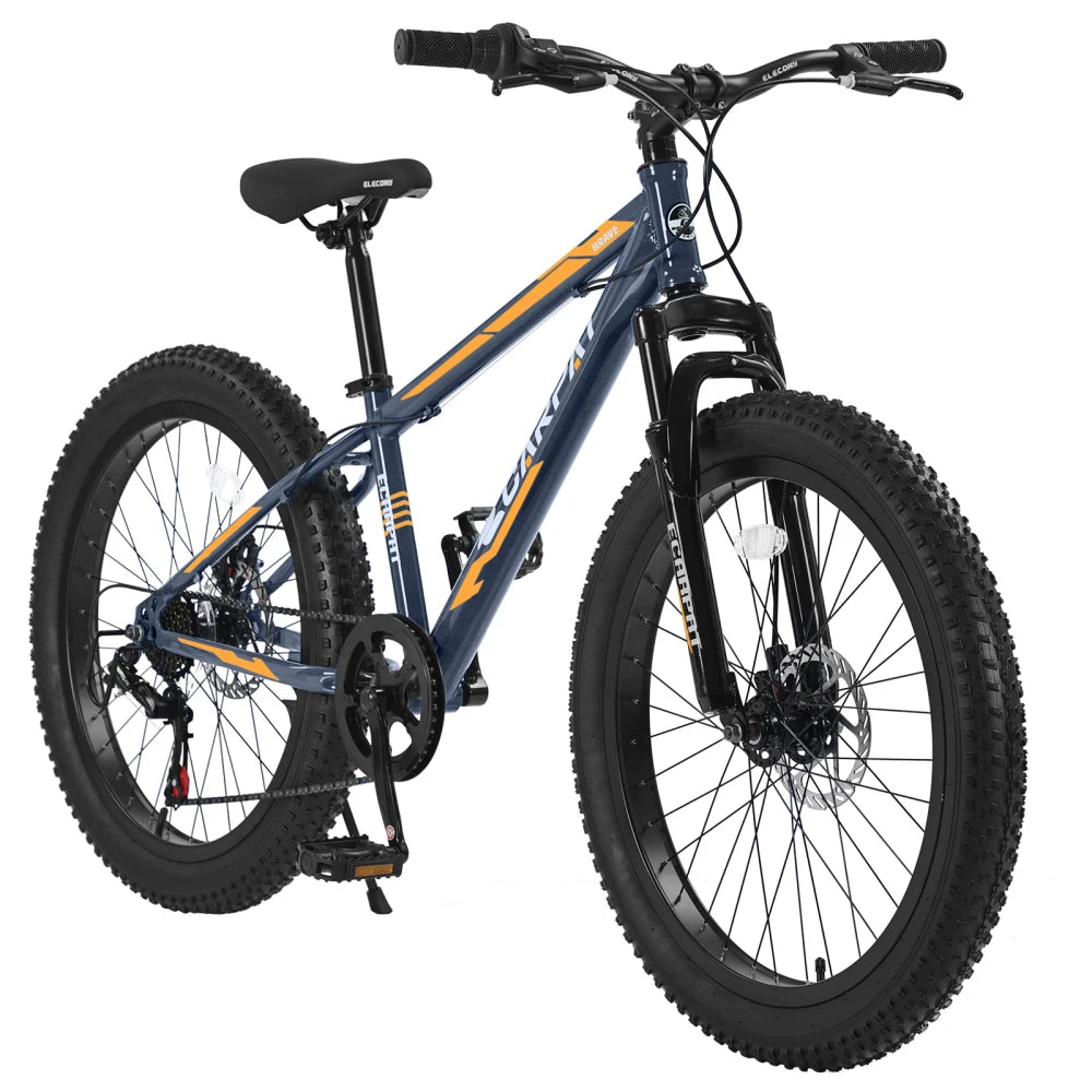 Elecony Fat Tire Mountain Bike Steel Frame Shimano 7-Speed