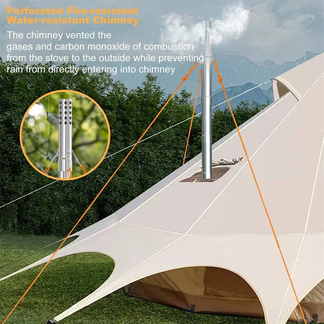 Portable Wood Burning Stove With Chimney Pipes For Outdoor Heating