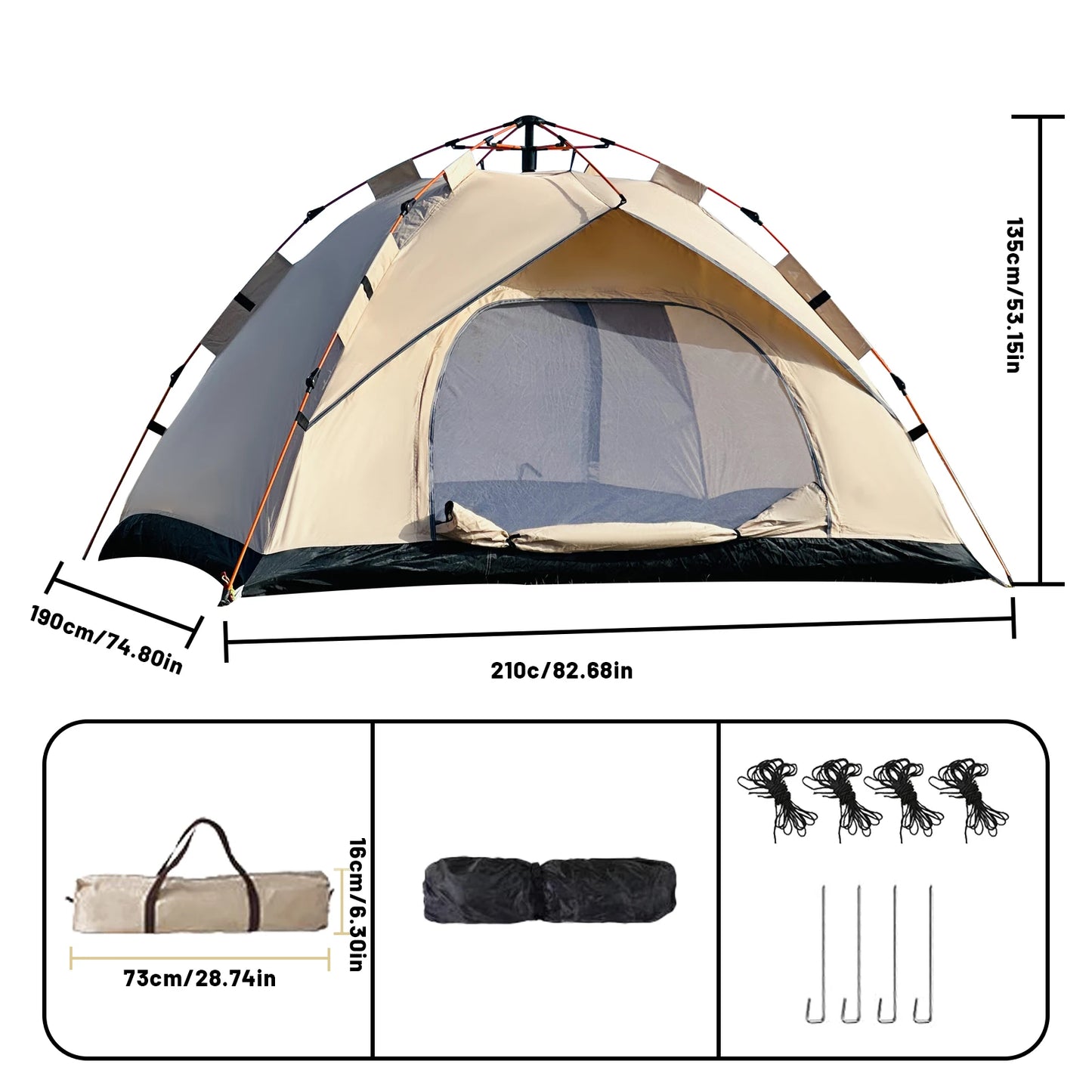 Pakicetus Windproof Camping Tent Lightweight Easy Setup for Family Travel