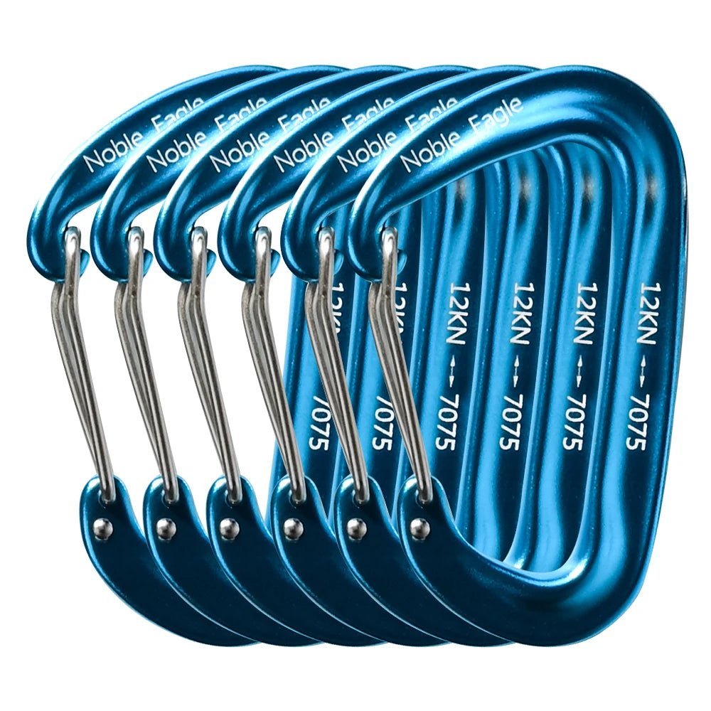 6PCS 12kN Lightweight Carabiners Clips Set D Ring Aluminum Heavy Duty Hook High Strength Outdoor Camping Hiking Buckle