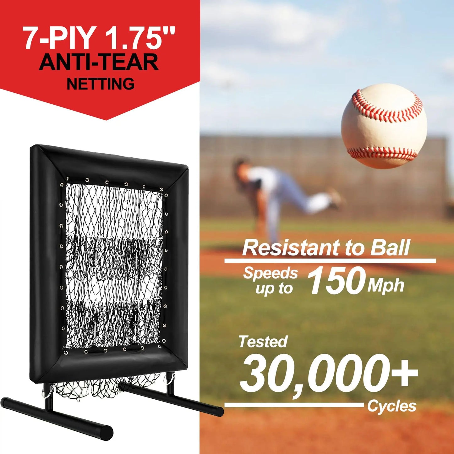 HiMISS Adjustable Pitching Net With Strike Zone Rebound Trainer Baseball