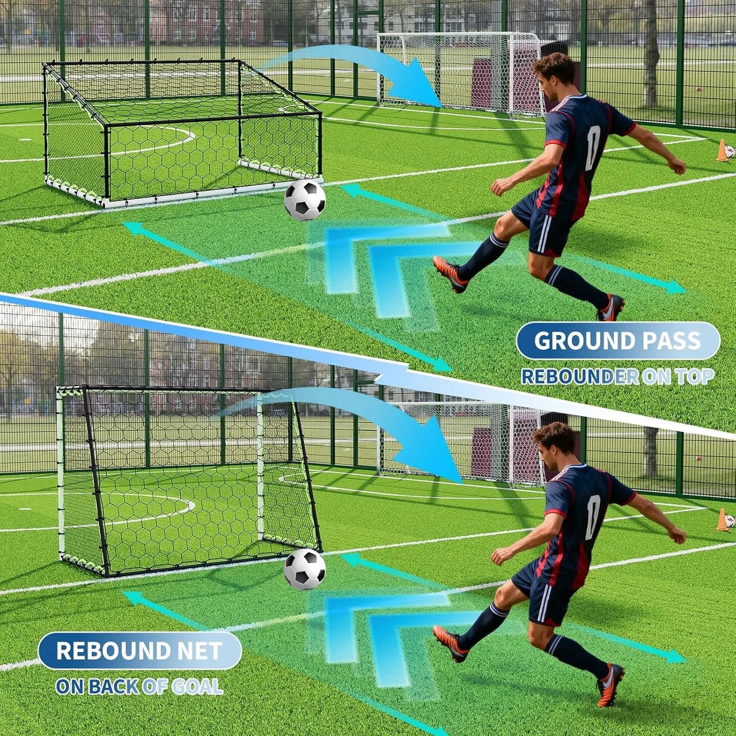 HiMISS 3 In 1 Soccer Rebounder Training Net Solo Practice