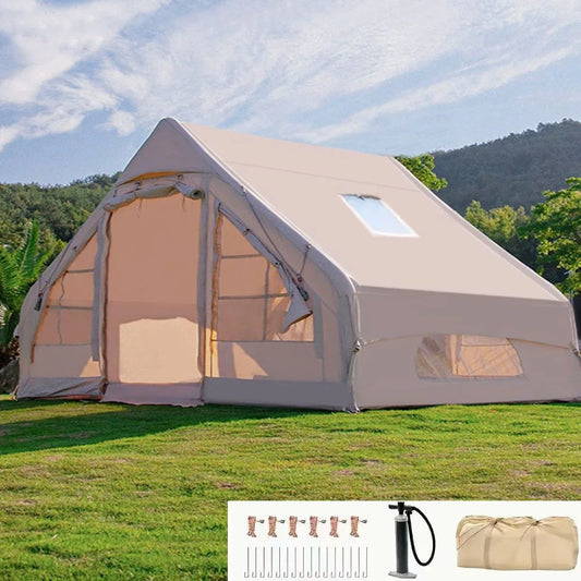 Inflatable Family Tent With Hand Pump Skylight And Double Door