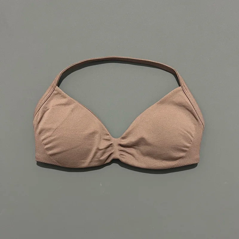 Histello Strappy Gym Top Bra for Women High Support