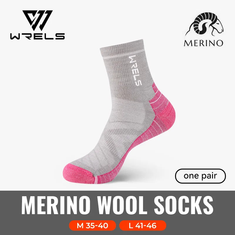 WRELS Merino Wool Unisex Hiking Socks for Warm Comfort