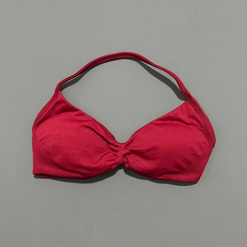 Histello Strappy Gym Top Bra for Women High Support