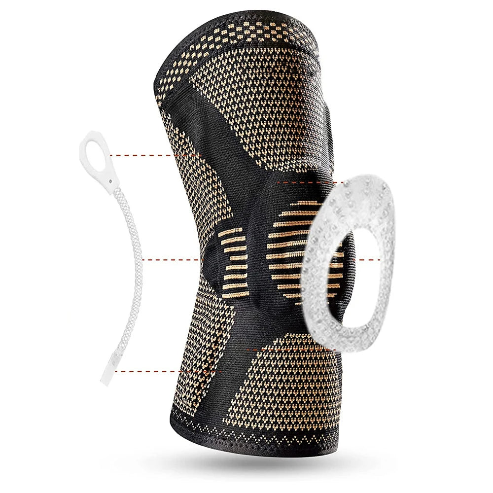 Orthopedic Knee Brace Support Copper Nylon Patella Protector for Sports