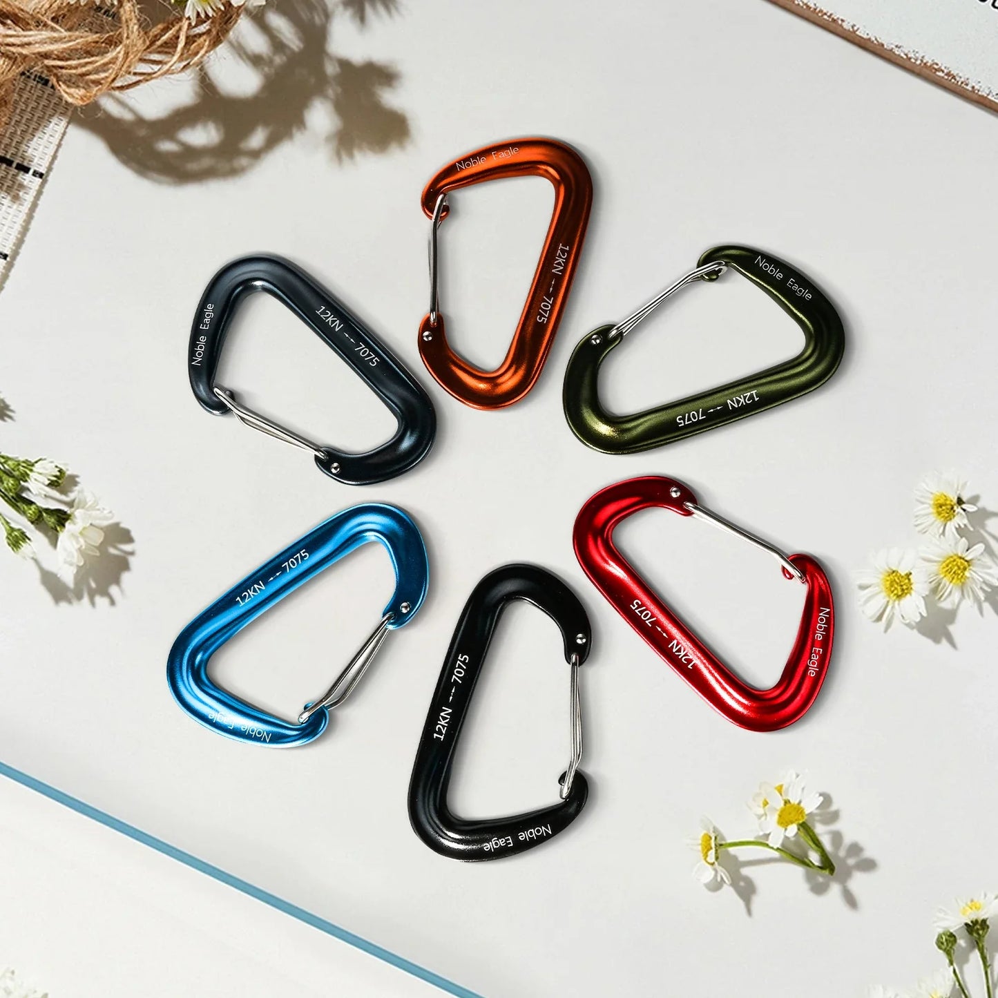 6PCS 12kN Lightweight Carabiners Clips Set D Ring Aluminum Heavy Duty Hook High Strength Outdoor Camping Hiking Buckle