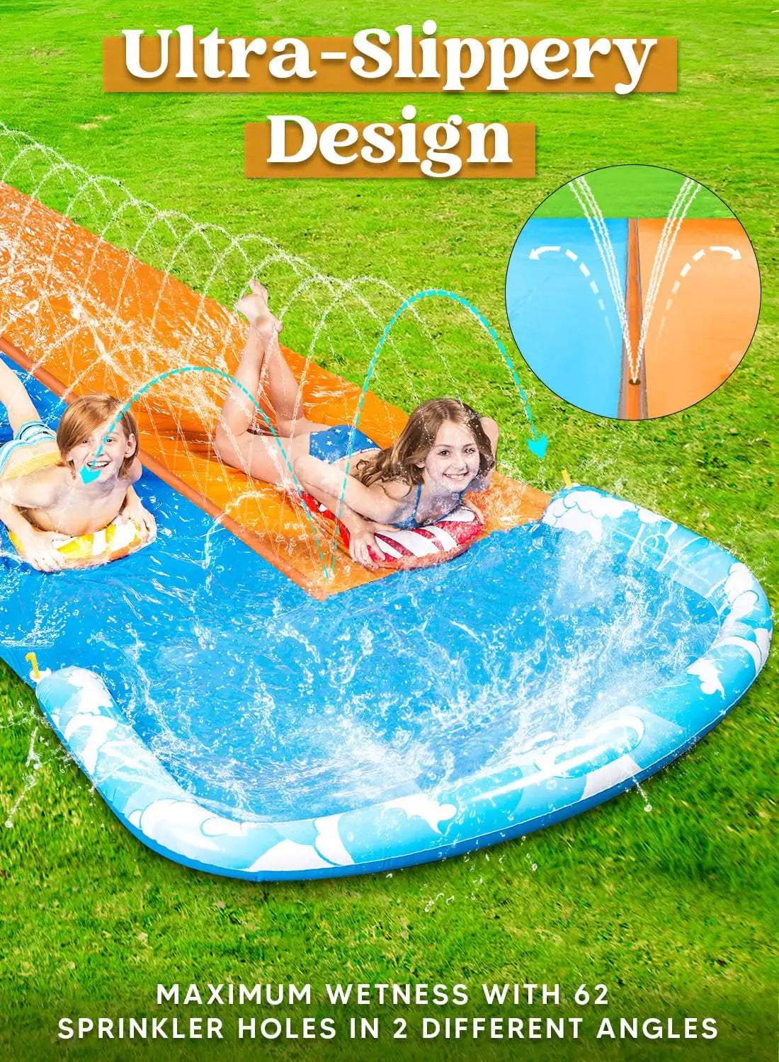Joyfy Water Slide With Sprinkler And Bodyboards For Outdoor Fun