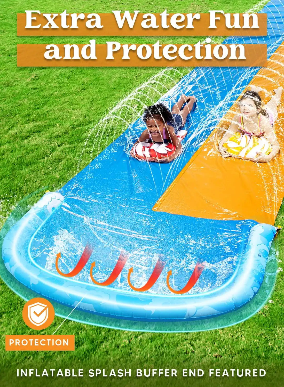 Joyfy Water Slide With Sprinkler And Bodyboards For Outdoor Fun