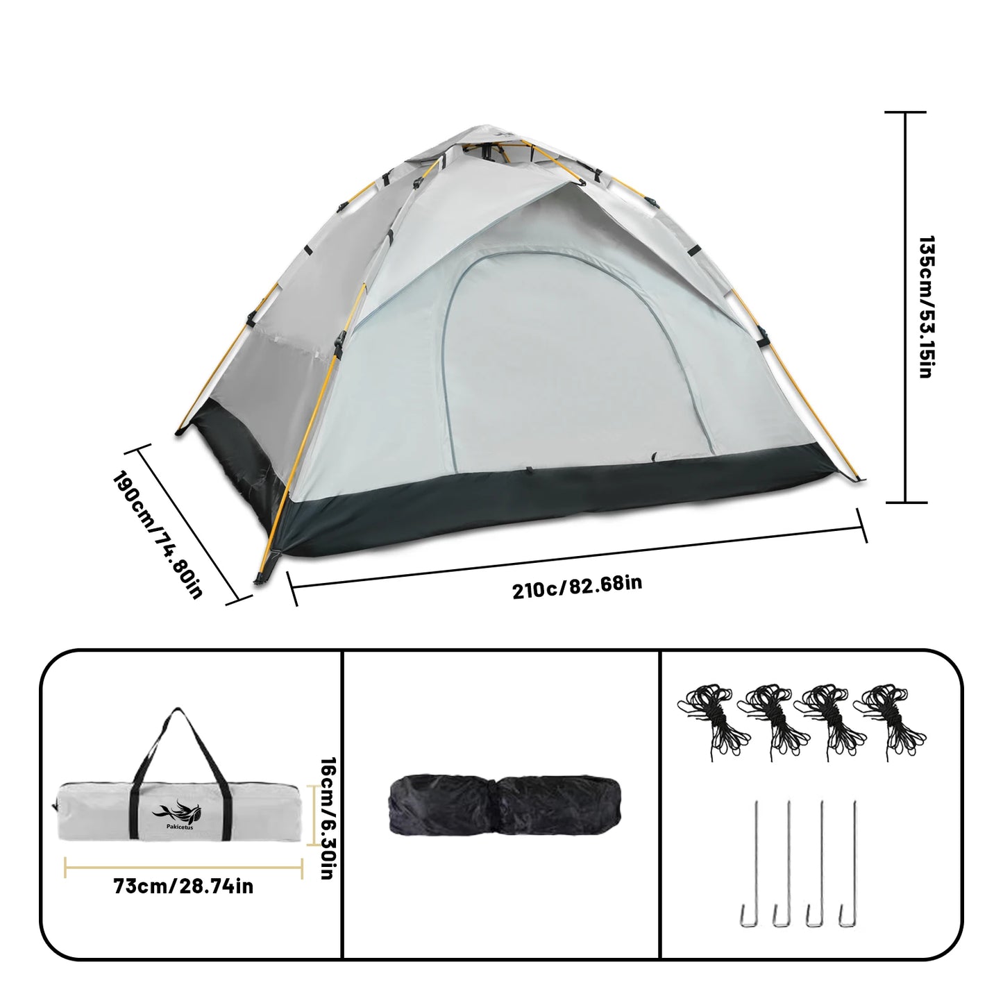 Pakicetus Windproof Camping Tent Lightweight Easy Setup for Family Travel