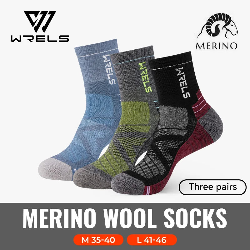 WRELS Merino Wool Unisex Hiking Socks for Warm Comfort