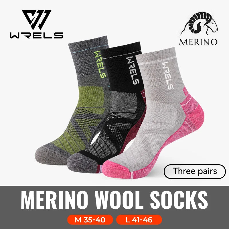 WRELS Merino Wool Unisex Hiking Socks for Warm Comfort