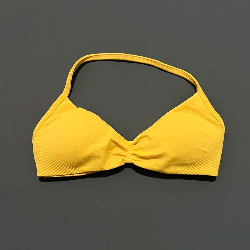 Histello Strappy Gym Top Bra for Women High Support