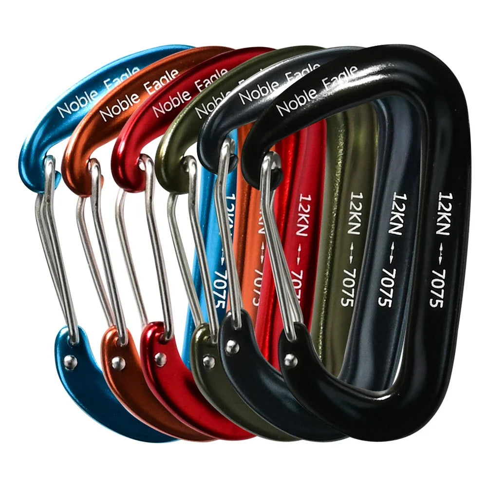 6PCS 12kN Lightweight Carabiners Clips Set D Ring Aluminum Heavy Duty Hook High Strength Outdoor Camping Hiking Buckle