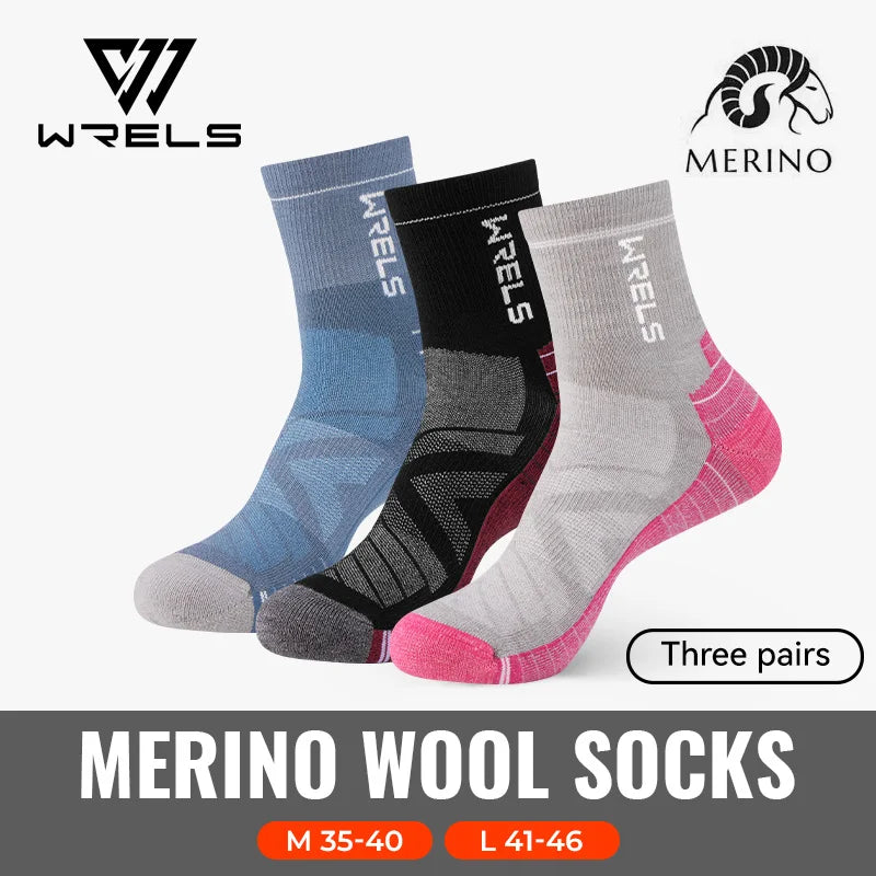 WRELS Merino Wool Unisex Hiking Socks for Warm Comfort