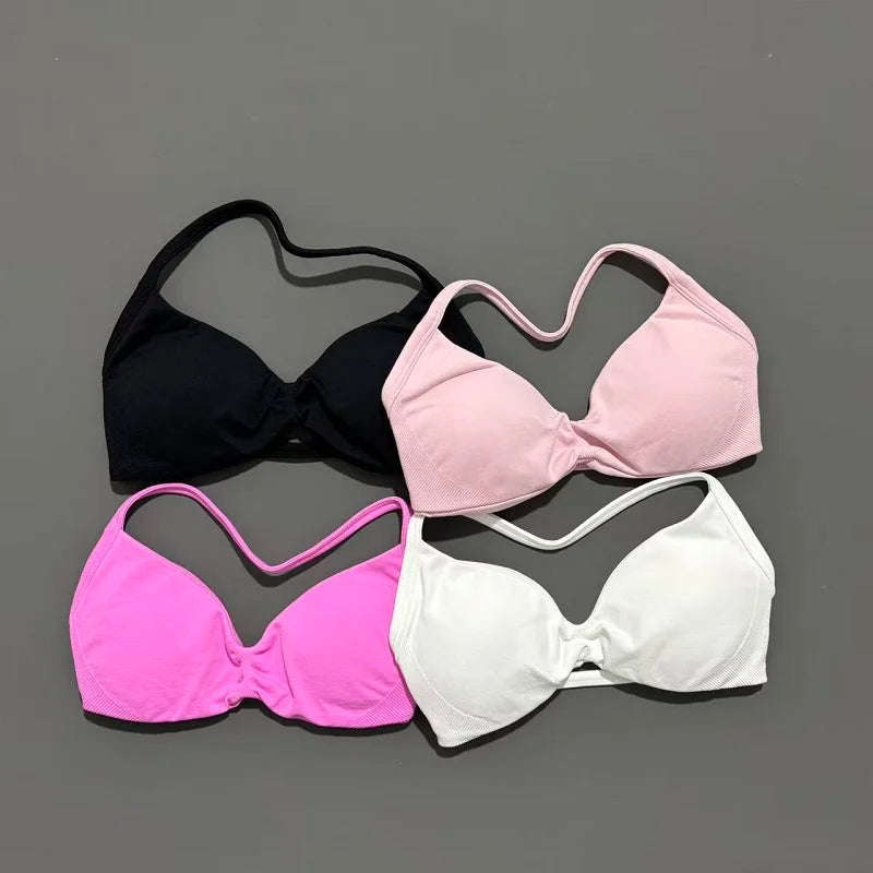 Histello Strappy Gym Top Bra for Women High Support