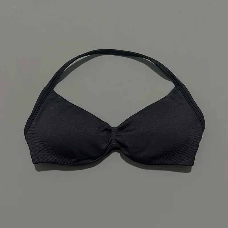 Histello Strappy Gym Top Bra for Women High Support
