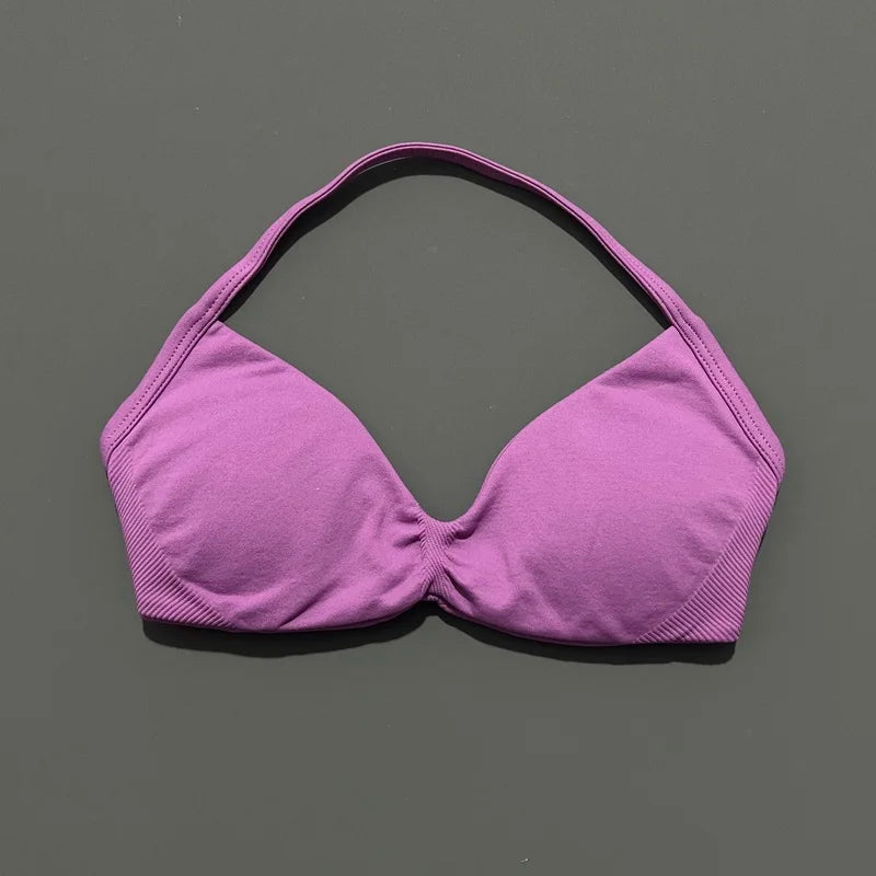 Histello Strappy Gym Top Bra for Women High Support
