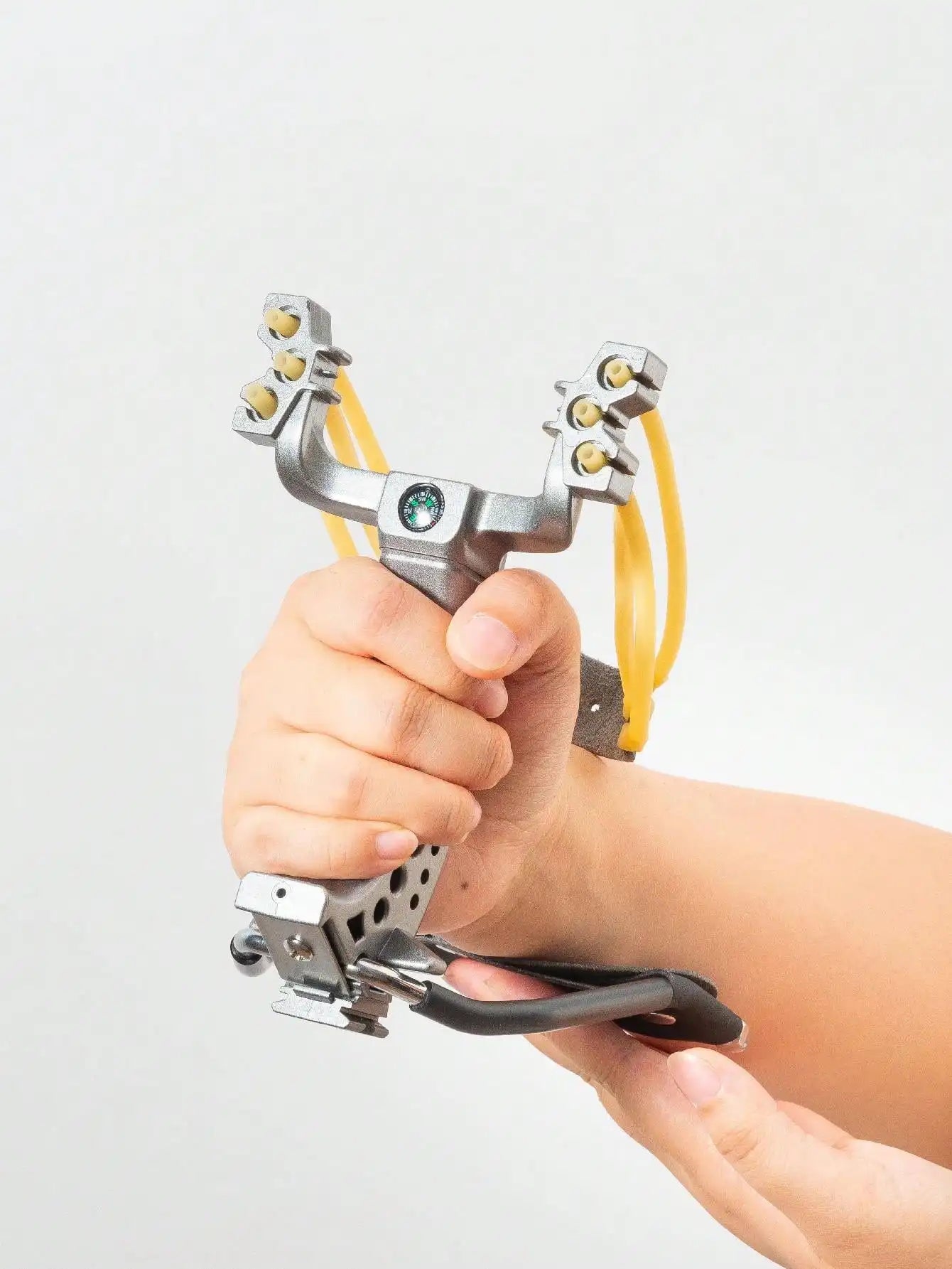 1set High-Power New Type Slingshot With Wrist Guard For Outdoor Hunting, Including Foldable Slingshot And Rubber Band Catapult