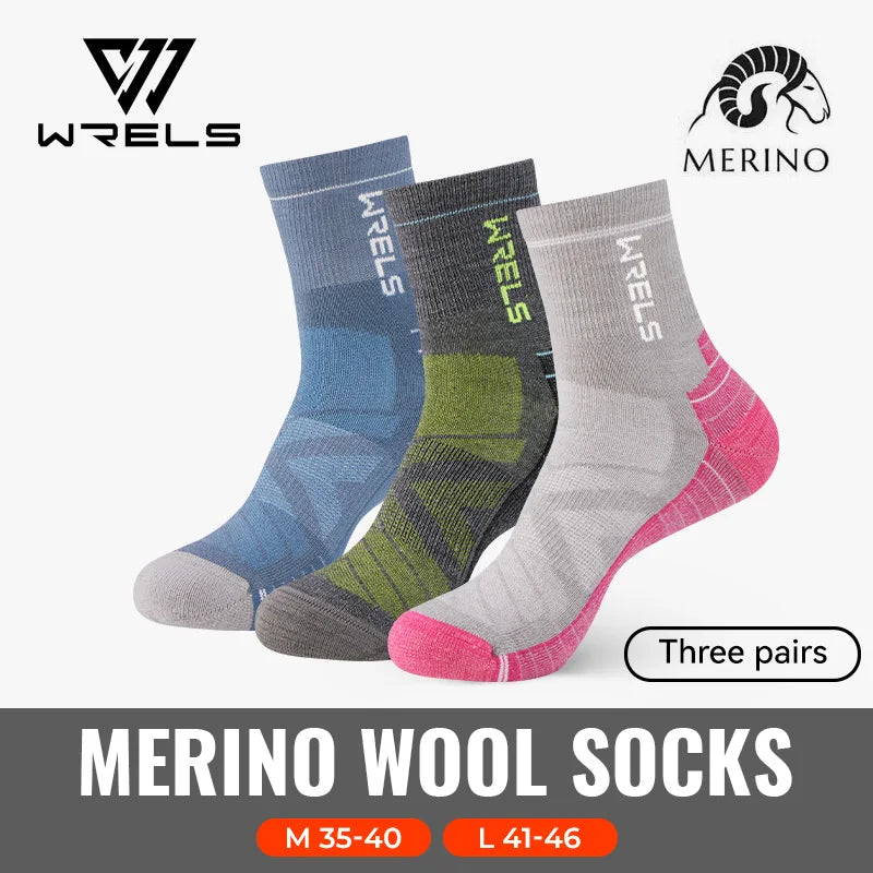 WRELS Merino Wool Unisex Hiking Socks for Warm Comfort