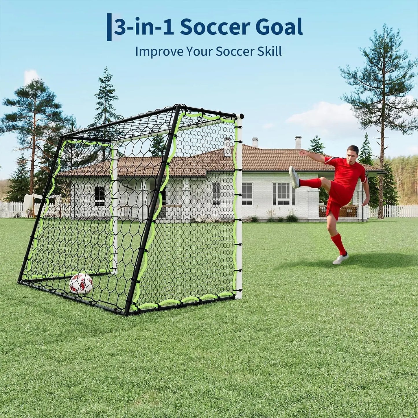 HiMISS 3 In 1 Soccer Rebounder Training Net Solo Practice