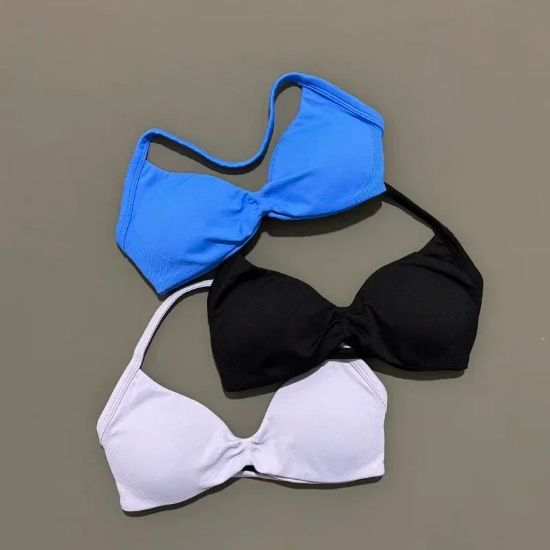Histello Strappy Gym Top Bra for Women High Support