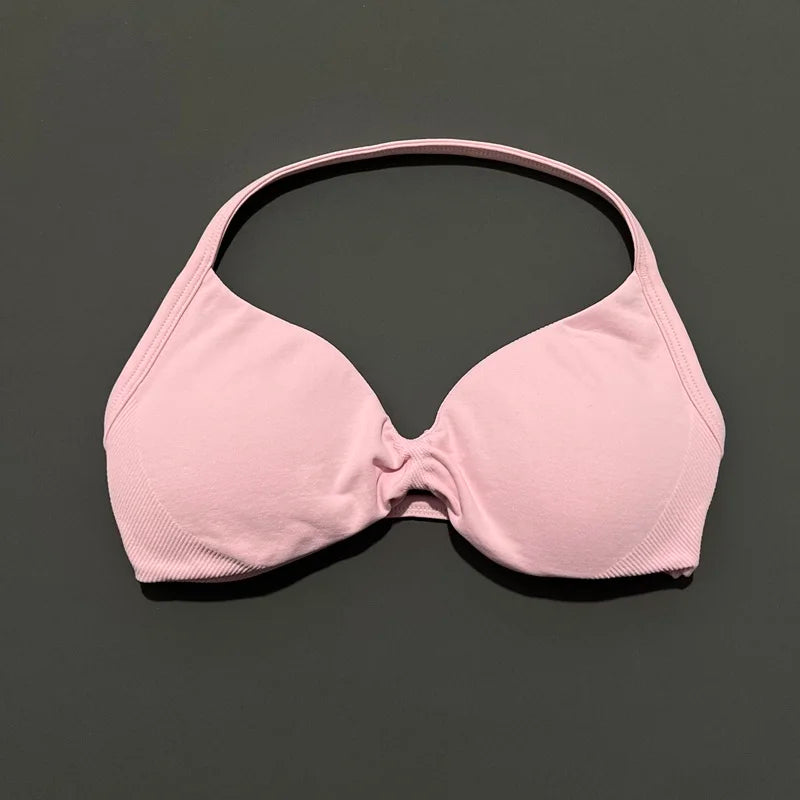 Histello Strappy Gym Top Bra for Women High Support