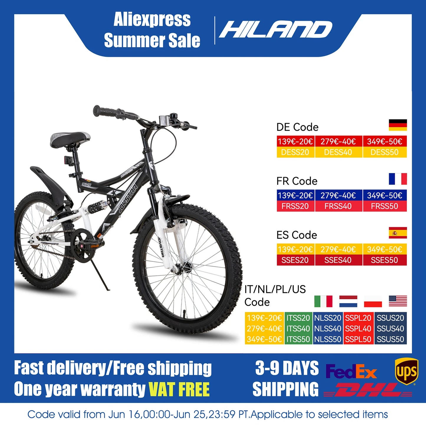JOYSTAR Dual Suspension Kids Mountain Bike Ages 5 To 13