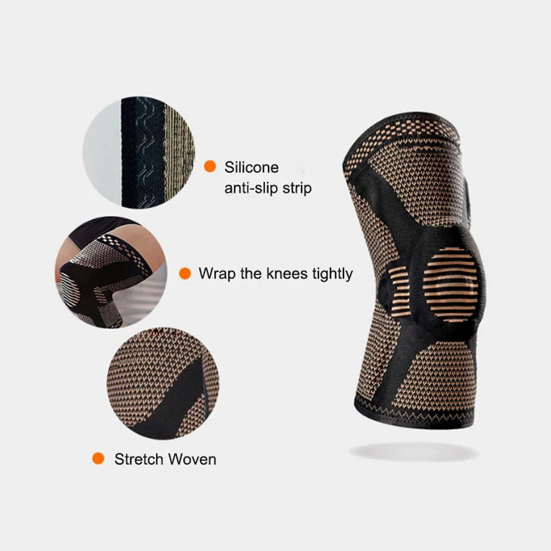 Orthopedic Knee Brace Support Copper Nylon Patella Protector for Sports