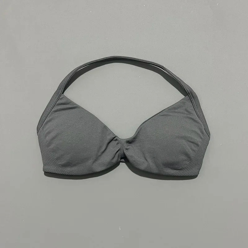Histello Strappy Gym Top Bra for Women High Support