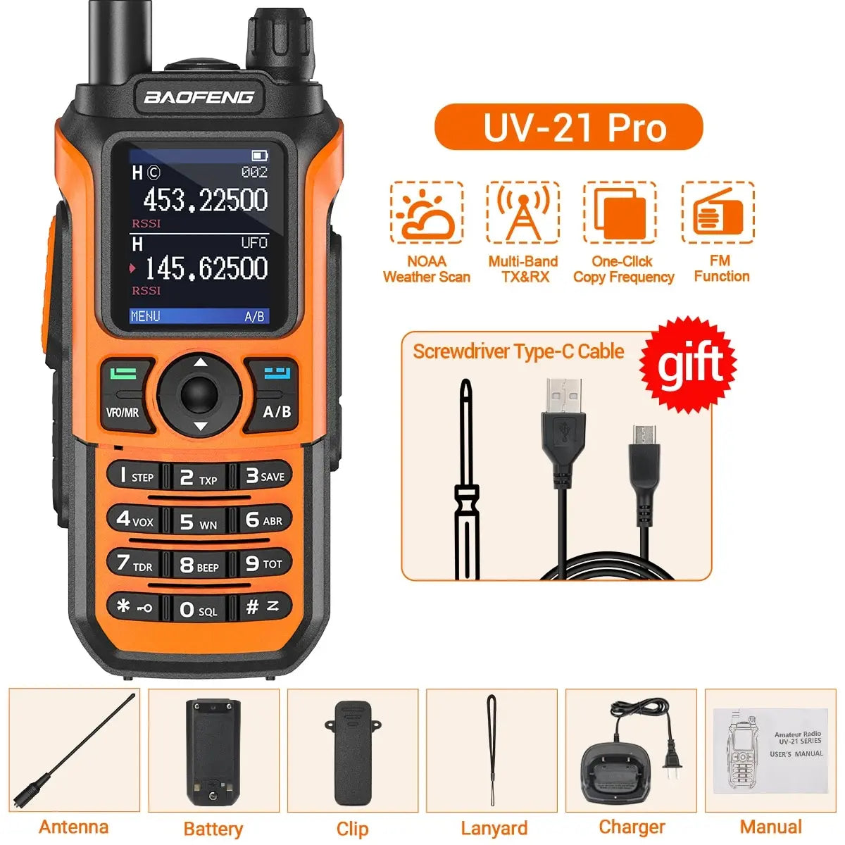 Baofeng UV-21 Pro Multi-Band Walkie Talkie GPS Waterproof