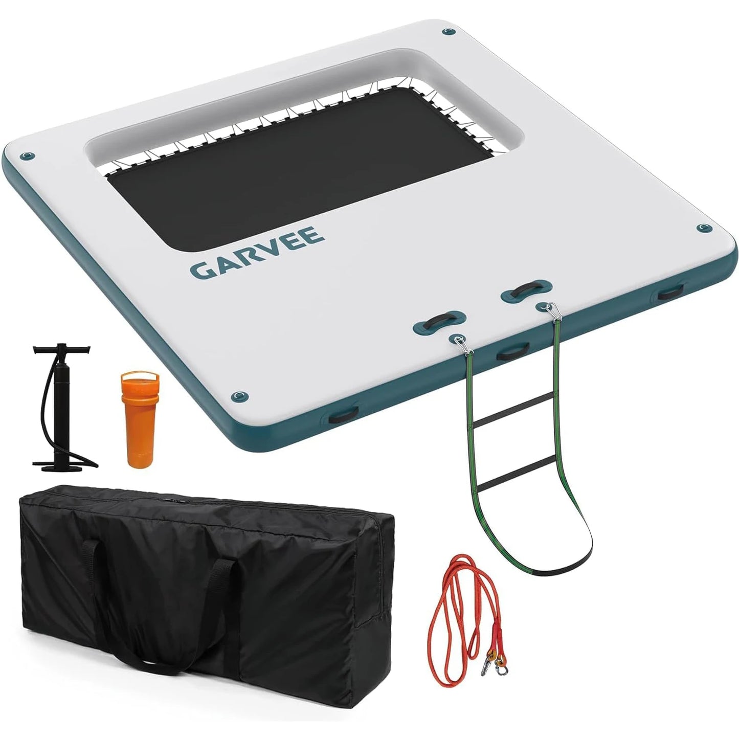 HiMISS Square Inflatable Floating Dock With Water Hammock