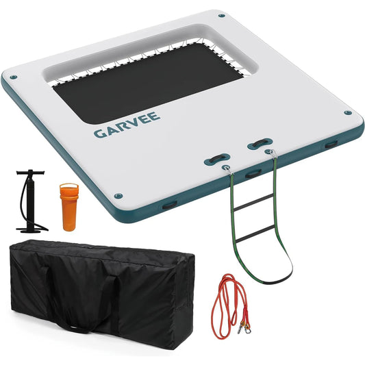 HiMISS Square Inflatable Floating Dock With Water Hammock