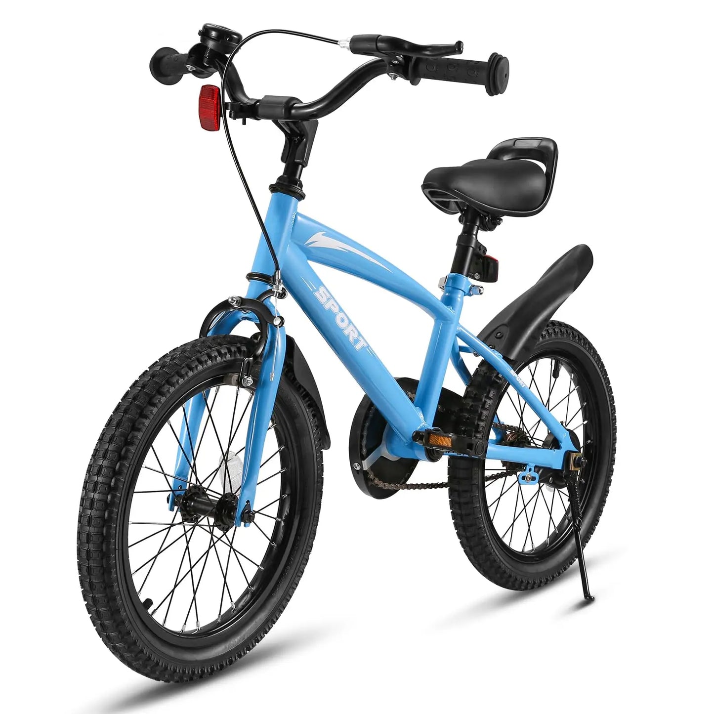 Kids Bike With Training Wheels Kickstand Dual Handbrake Adjustable Saddle