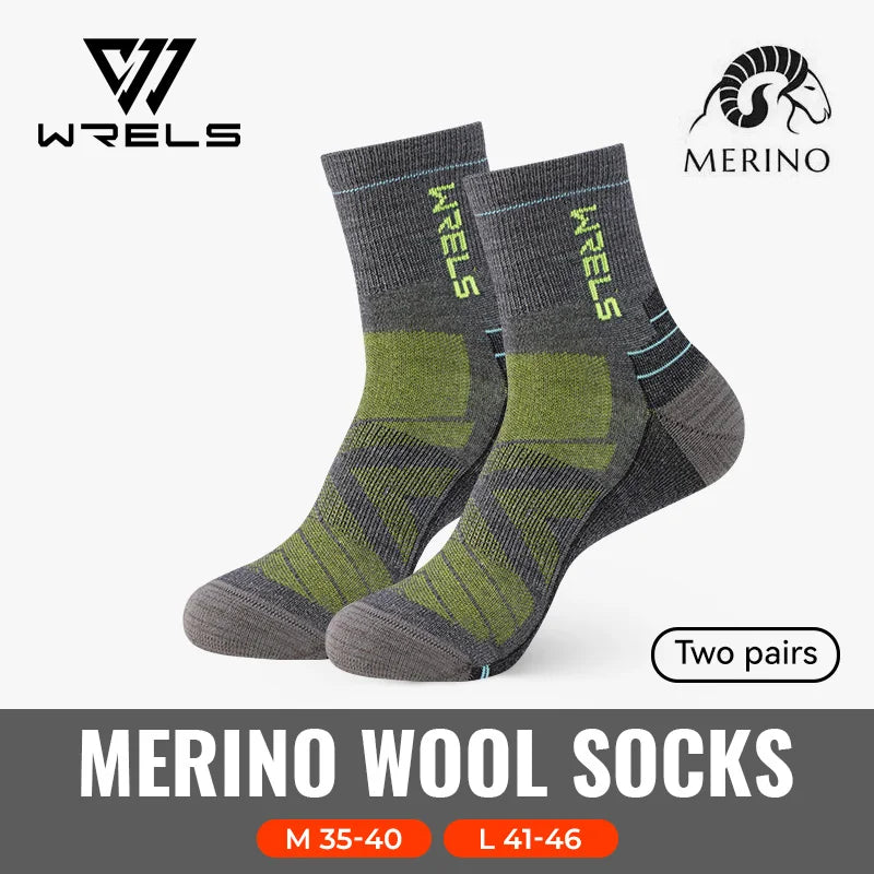 WRELS Merino Wool Unisex Hiking Socks for Warm Comfort